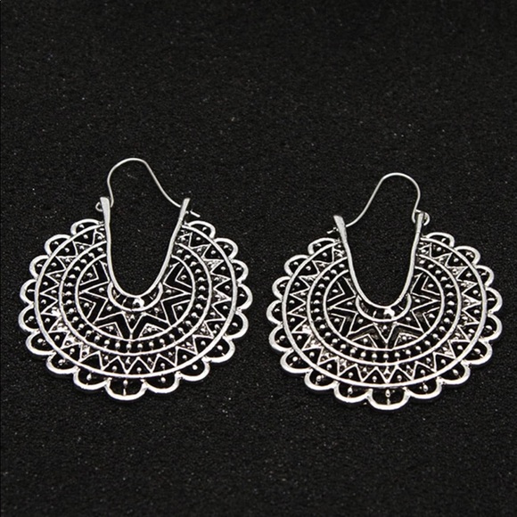 Funky Silver BoHo Dangle Earrings - Picture 2 of 3